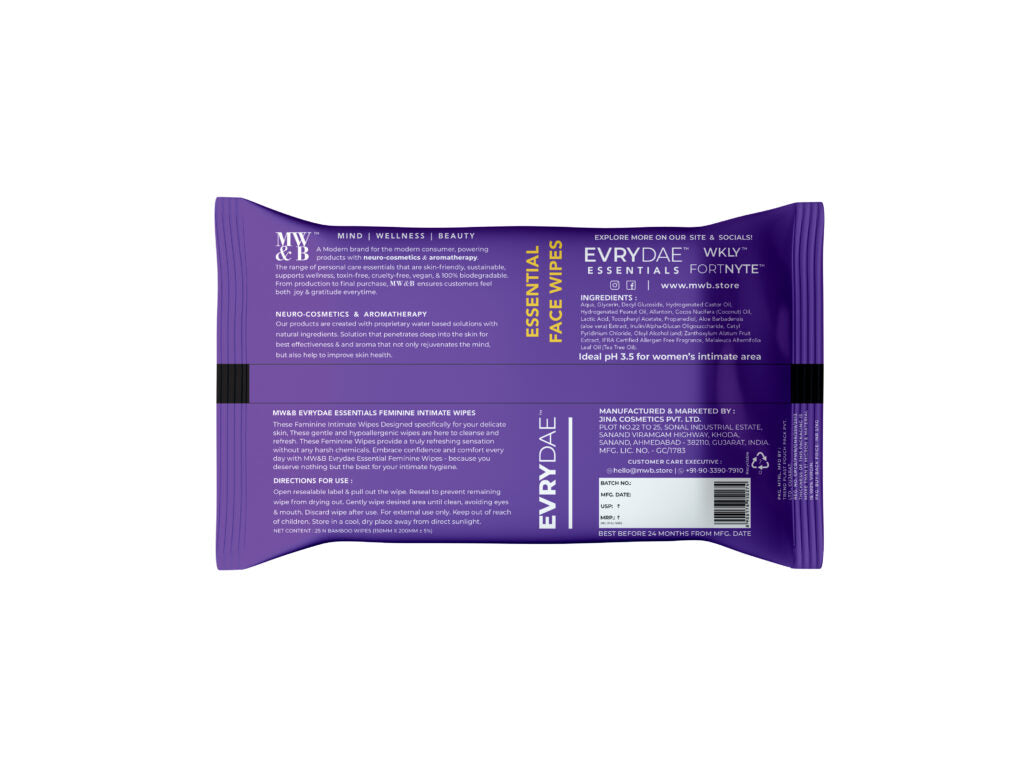 Feminine Wipes 3.5ph Balance 'Pack of 25’ By MW&B | EVRYDAE Essentials