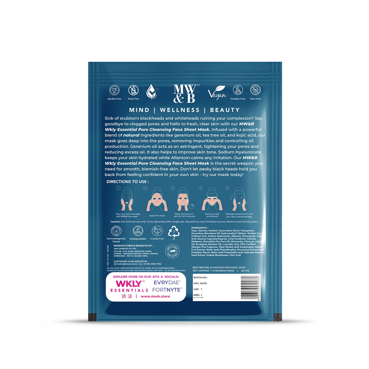 Pore Cleansing Black & Whitehead Removal Face Sheet Mask By MW&B | WKLY Essential