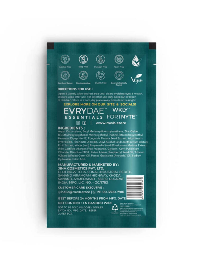 UV Shield Face Wipes 'Pack of 10’ By MW&B | EVRYDAE Essentials